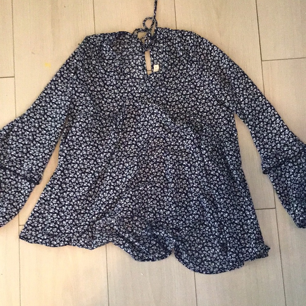 Floral Black and White Women's Top